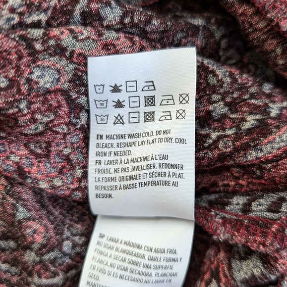 American Eagle Boho Maroon & Navy Size Medium Dress Ruffle Flowy - Picture 7 of 11